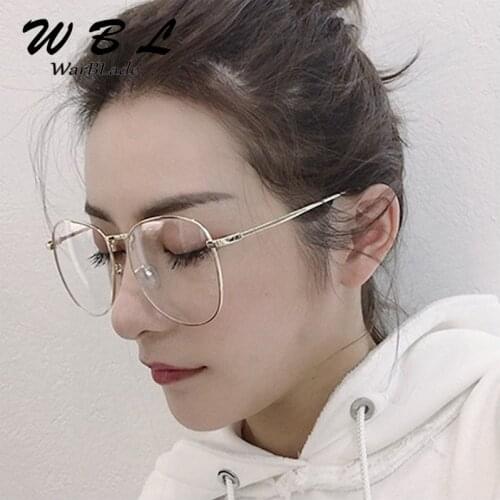WarBLade 2018 Men Clear Lens Glasses Women Retro Metal Frame Eyeglasses Wrap Oversize Glasses Frames Unisex Black Solid Eyewear