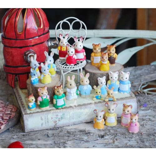 Wholesale foreign original bulks 100pc forest animal family mini cute kawaii kitten bunny bear doll kids toys for children girls