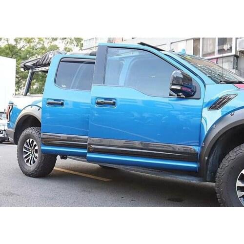 Carbon fiber Front+Rear For Ford F-150 F150 2015-2020 panel Car Door Protection Body Side Moldings Trim Car Styling