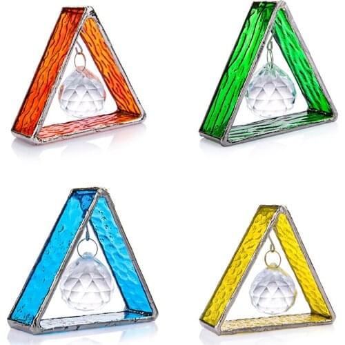 H&D 1pcs Suncatcher Hanging Crystal Ball Prism With Metal Glass Tripod Pendant Rainbow Ornament for Garden Home Wedding Decor