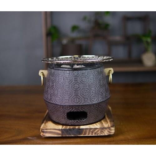 Portable Cast iron charcoal barbecue grill table BBQ iron pot stove cooking water Retro Heating tea stove heater 003-3/4