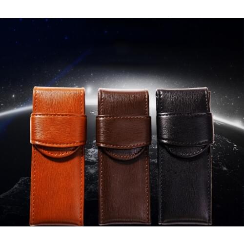 Portable double-pack pen storage bag PU material pen cover two-pack solid color pen pocket anti-scratch protective sleeve