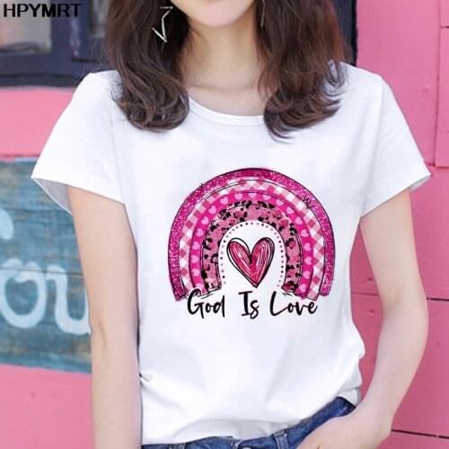 Casual Women T Shirt Harajuku Tops Tee Short Sleeve Oversized T-shirt Female Summer Streetwear Clothes God is Love Print Tshirt