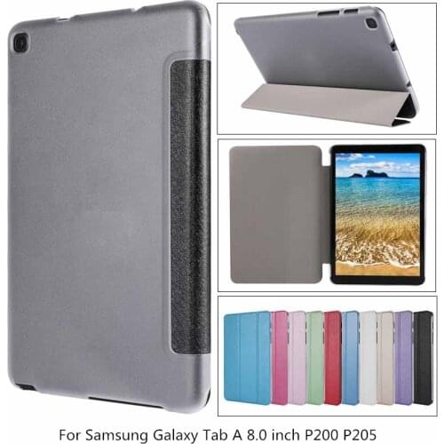10 colors Ultra-thin pu + transparent Case Cover for Samsung Galaxy Tab A 8.0 inch 2019 Case P200 P205 SM-P200 Coque Funda + pen