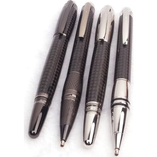 Luxury MB Ballpoint Pen Carbon Fiber Roller Ball Pens with Diamond on Top Best Stationery Canetas