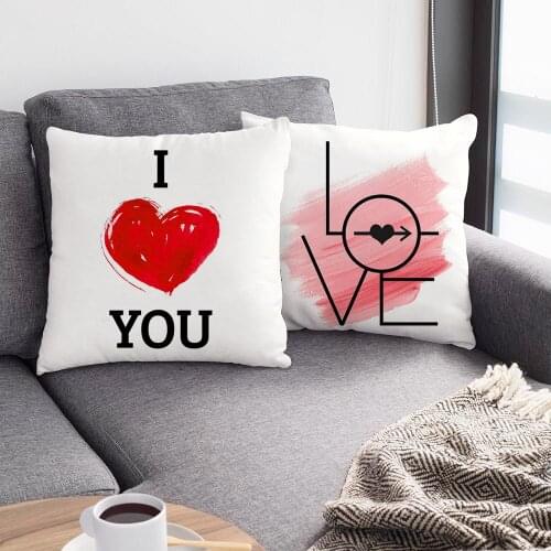 Pink Love Pillowcase Sofa Cushion Cover Bed Pillowcase Home Decoration Wedding Car Cushion Cover Cute Pillowcase Throw Pillows