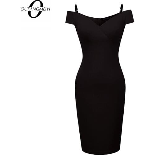 Sexy Women Low Cut Adjustable Spaghetti Strap Club Wear Elegant Charming Bodycon Party Dress EB309