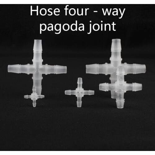Hose four - way pagoda joint Hose Cross Straight Connector Four(4) Way Aquarium Splitter Fish Tank Joint Air Pump Adapter 5 Pcs