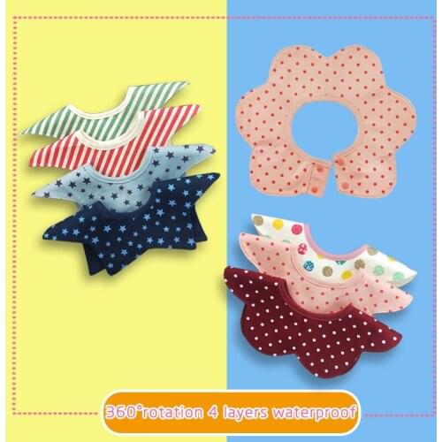 Baby boy Saliva Towel Waterproof Cotton Baby Bibs Gauze Petal Hexagonal Star Four Layer Children Bibs Infant 360 Degrees