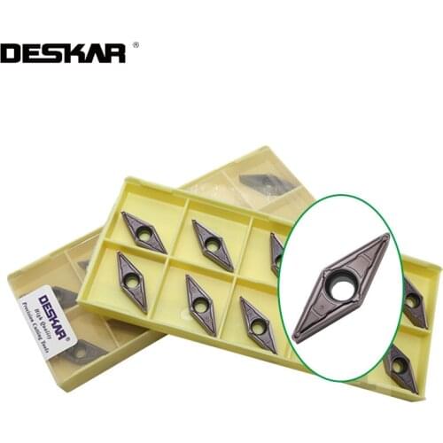 10PCS DESKAR VBMT160404 VBMT 160408 MV LF6018 LF6118 Carbide Inserts CNC Turning Tools Lathe Cutter Cutting For Stainless Steel
