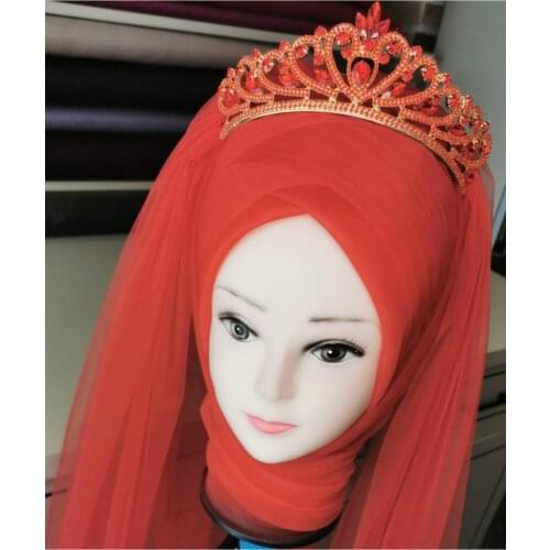 Womens Red Color Muslim Hijab Scarf Ready to Wear Turban Islamic Headscarf Female Head Wraps lycra tulle Shawl wedding party