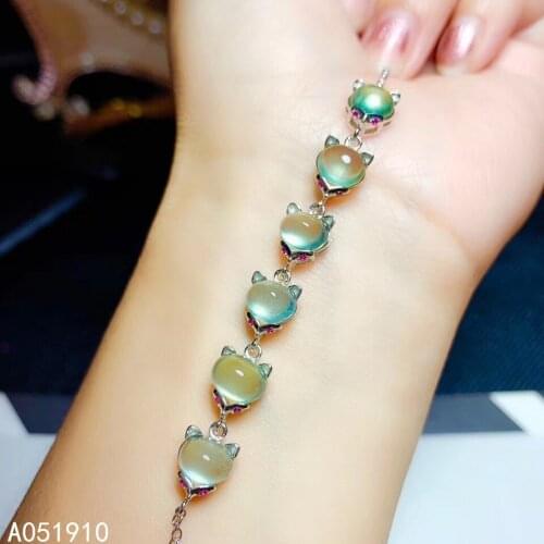 KJJEAXCMY boutique jewelry 925 sterling silver inlaid Natural Prehnite ladies bracelet support detection luxurious fashion