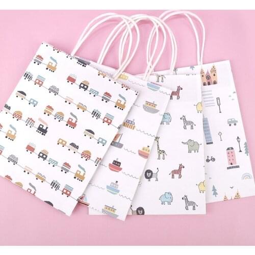 1pcs/set Birthday party Kraft paper baby shower birthday party paper candy bag gift birthday party gift tote bag