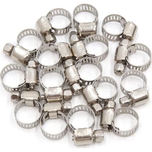 16 Pcs Stainless Steel Adjustable Car Fuel Hose Clamp Pipe Sealing Clip 6-12 Mm