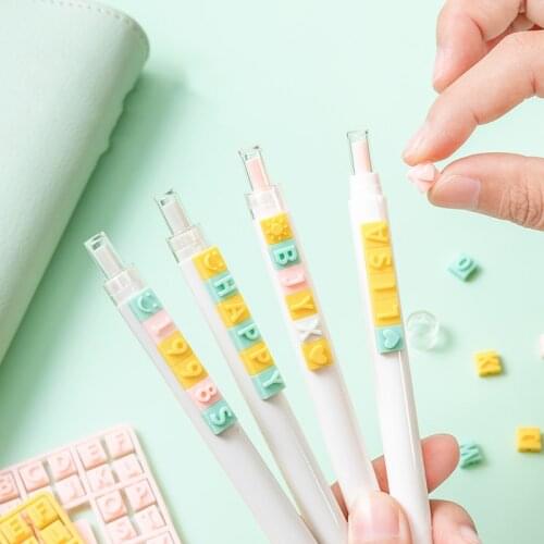 2pcs Colorful Letter Pen Set Alphabet Number Color Block Building for Birthday Wish Name Gift DIY Novelty Stationery School F262
