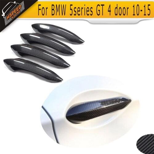 4pcs 5 series Carbon Fiber Door Handle Bar Trim Cover For BMW 5series GT 4-door 2010-2015 Nonfit LED handle