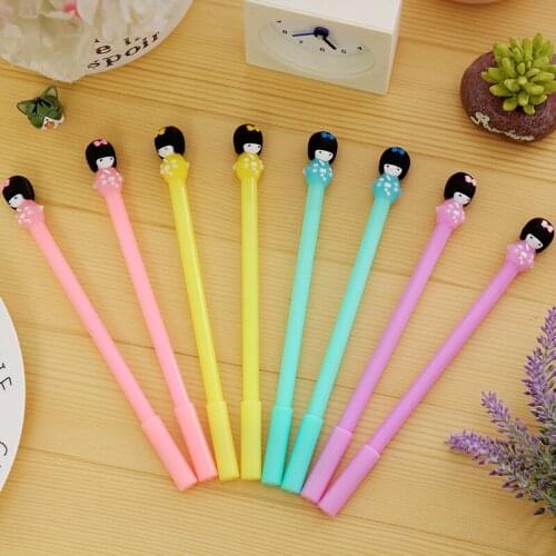 4 PCS Lovely Jelly Color Kimono Girl Gel Ink Pen Stationery Signature Pen Student Prize Promotional Pen School Office Supply