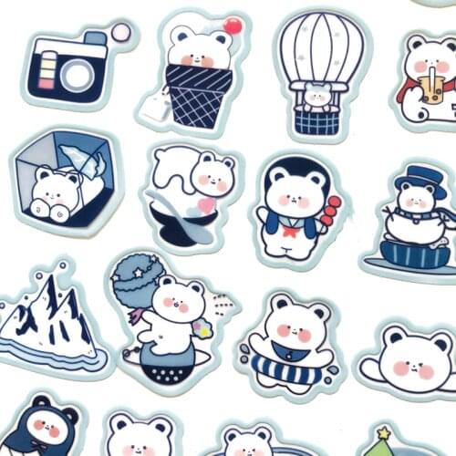 40 pcs/Pack Salt Blue Milk Bear Journey Decorative Stickers DIY Kids Story Book Stickers