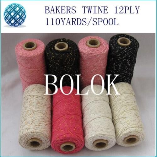 50pcs/lot add all kinds metallic Cotton Baker twine for gift packing (11 kinds color),gold twine, metal spool