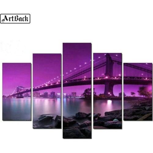 5d diy diamond painting bridge landscape full square drill 3d rhinestone mosaic diamond embroidery decorative sticker