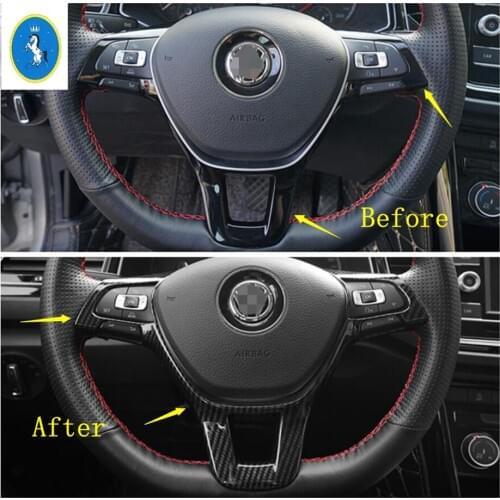 Yimaautotrims Auto Accessory Steering Wheel Control Button Switch Frame Cover Trim Fit For Volkswagen T-Roc T Roc 2018 - 2020