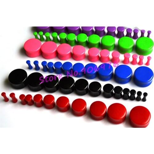 DRUM ACRYLIC FLESH TUNNEL EAR PLUG STRETCHER DOUBLE FLARED - white black 7Color Neon Ear Expander Piercing Fashion Body Jewelry