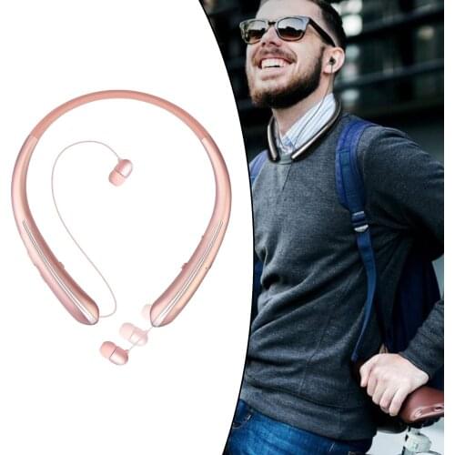 Wireless Bluetooth 5.0 Retractable Earbuds With Mic HD Headset Foldable Handsfree Neckband Around The Neck Headphones Gym