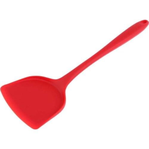 Long Handle Silicon Spatula for Flipping Egg Burger Crepe, Non-stick and High Temperature Resistant