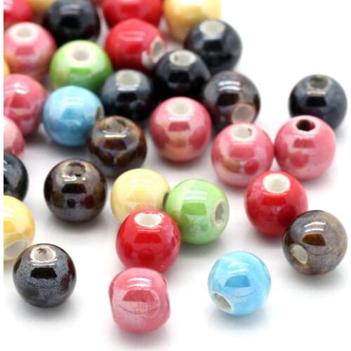 Ceramics Beads Round Mixed 6mm Dia,Hole:Approx 2mm,50PCs (B24671)