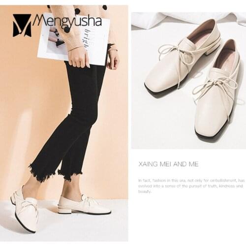 Classical two wear oxfords women soft microfiber lace-up loafers casual ladies square toe derby shoes 2020 chunky heel footwear