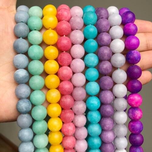 Matte Dull Polished Stone Beads Natural Jades Round Loose Mineral Beads for Jewelry Making DIY Bracelets Findings 15inch