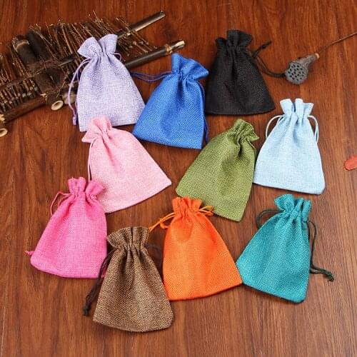 50pcs 7x9cm Jute Drawstring Bags Jewelry Beads Storage Bag Jewelry Pouches Rectangle Gift Bag For Small Jewelry Ring Necklace
