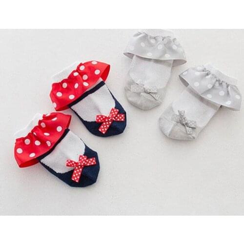 Sweet Toddler Baby Socks Girl Slippers Dots Princess Lace Soft Cotton Short Socks Hot Selling Christmas Socks Kids