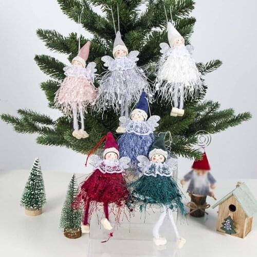Lovely Christmas Tree Decorations Woolen Yarn Angel Doll Pendant Hanging Party Decoration Supply KIds Gift
