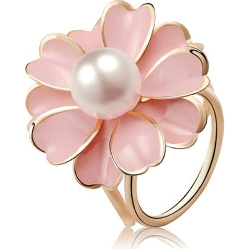 Fashion Cute Girls Gold Color Flowers Pearl Scarf Buckle For Women Silk Shawl Scarves Fastener Ring Female Jewelry Party Gift