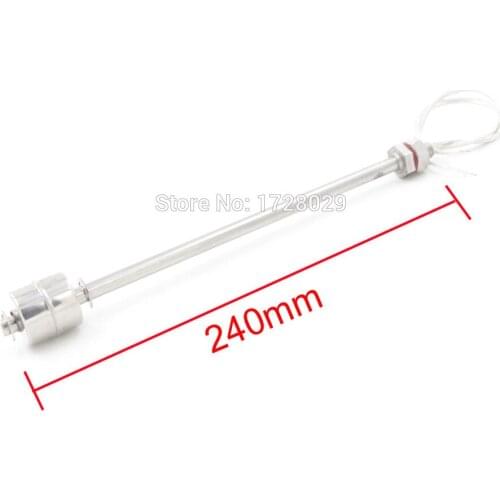 Single Ball Liquid Water Level Sensor Vertical Stainless Steel Floating Switch 240mm Body Length