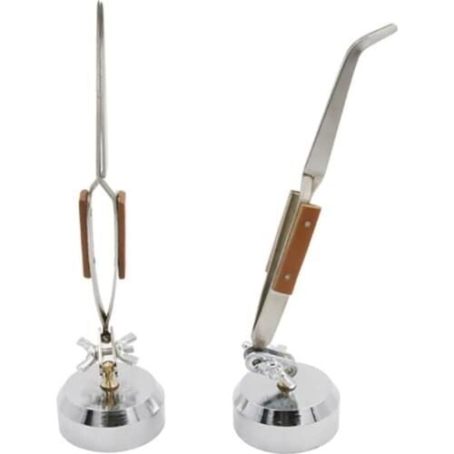 2Pcs Curved Tip Straight Tip Tweezers Cross Selflock Craft Tweezers With Adjuster Jewelers Soldering Repair Tools