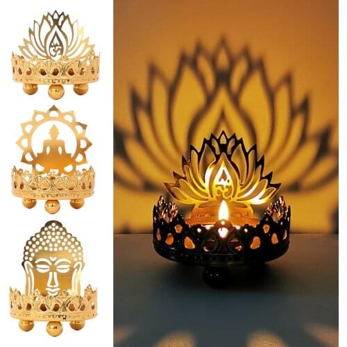 Tealight Candle Holder Buddha Butter Lamp Holder Light Decoration Golden