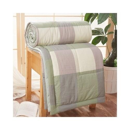 TONGDI Cool Throw Blanket Soft Latticed Striped Down Quilt Luxury For Cooling Summer Couch Cover Bed Machine Wash Bedspread