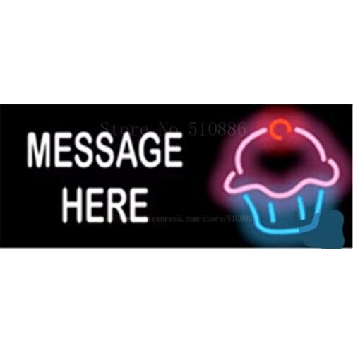 Custom Message Cupcake NEON SIGN REAL GLASS BEER BAR PUB LIGHT SIGNS store display bakery dessert Advertising Lights 17*14"
