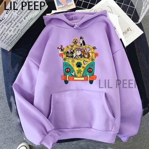 Peace Love Dogs Hippie Print Hoodies Sweatshirt Women Top Shirt Long Sleeve Sweatshirt Loose Oversized Sweatshirt Grunge Clothes