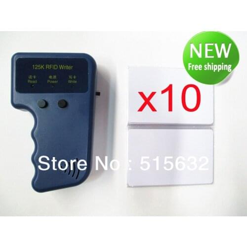 English edition RFID Reader Writer 125KHz ID Card Keyfob duplicator Duplicate/Copy Door System with 10 EM4305 125Khz ID card