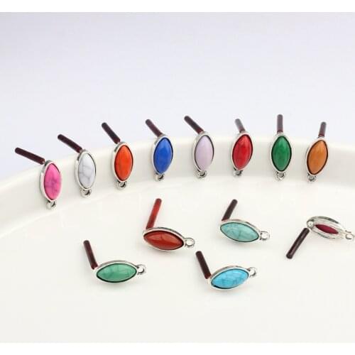 10pcs/lot Alloy Stud Earrings Olive Shape Earring Base Earring Connector For DIY Jewelry Making Finding Accessories
