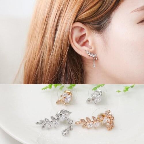 Hoop Earrings Leaves Earrings Micro Zircon Inlaid Leaves Earrings Pendientes Oorbellen Aretes De Mujer Wholesale Earring