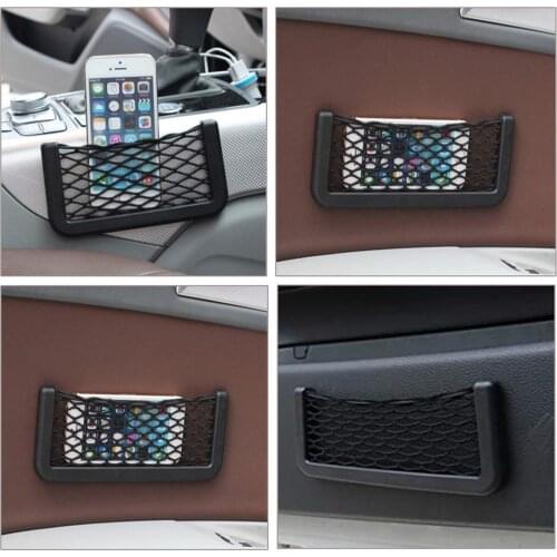 Car Back Rear Mesh Trunk Seat Elastic String Net Organizer Storage Bag Pocket Cage Auto Organizer Seat Back Bag Phone Holder