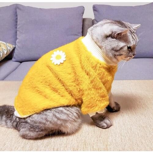 Warm Fleece Pet Cat Clothes Solid Color Pet Coat Puppy Dogs Shirt Jacket French Bulldog Pullover Dog Daisy Clothing