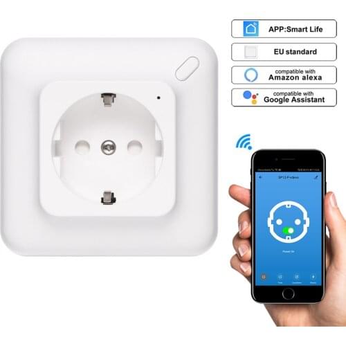Smart Socket Embedded Wi-Fi Plug Timer Set EU Plug WIFI Smart Socket Power Outlet Panel Works With Amazon Alexa Google Assistant