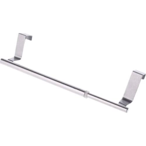 Extendable Over Door Towel Rack Bar Hanging Holder Bathroom Kitchen Hotel Cabinet Cupboard Shelf Rail Stainless Steel