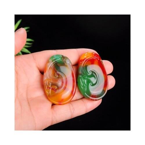 Zheru jewelry natural colorful jade two-color wishful pendant necklace, exquisite jewelry, best gift