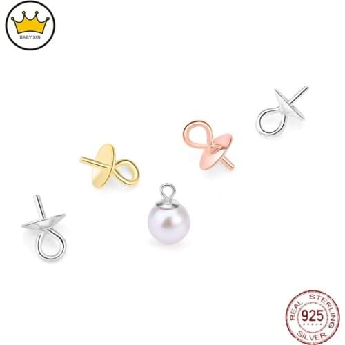 10pcs 925 Sterling Silver Bead Cap Pendant Necklace Buckle Clasps Connectors Silver Jewelry Findings Accessories for DIY